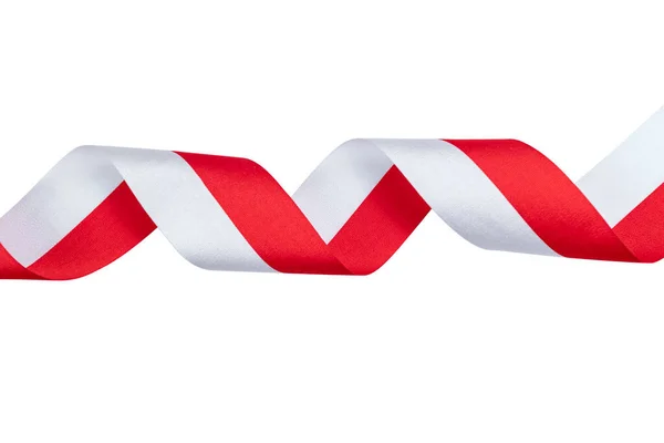 Ribbon Red White Color Indonesian Flag Isolated White Background — Photo