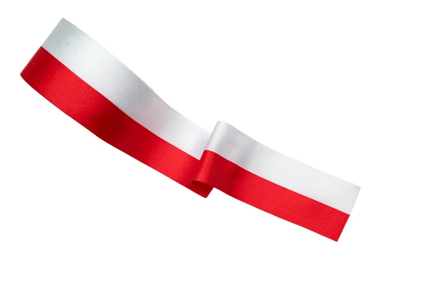 Ribbon Red White Color Indonesian Flag Isolated White Background — ストック写真