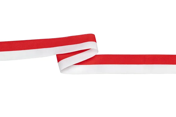 Ribbon Red White Color Indonesian Flag Isolated White Background — Stockfoto