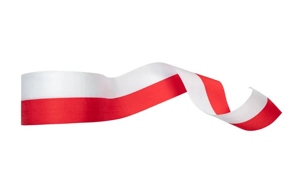 Wstążka Czerwono Białym Kolorem Indonezyjskiej Flagi Białym Tle — Zdjęcie stockowe