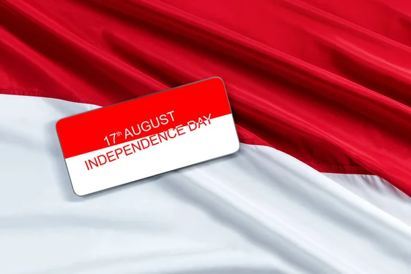 Mobile Phone Indonesian Independence Day Message Screen Red White Flag —  Fotos de Stock