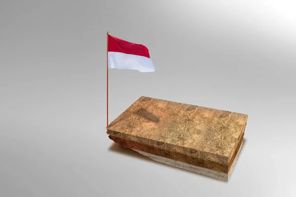 Indonesian Flag Pole Waving Colored Background — 图库照片