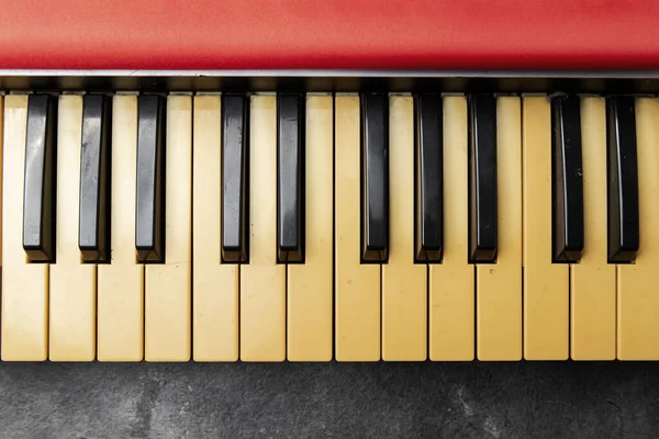 Closeup View Electronic Piano Keyboard Black Background — Φωτογραφία Αρχείου