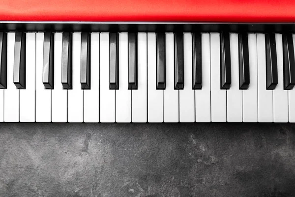 Closeup View Electronic Piano Keyboard Black Background — Φωτογραφία Αρχείου