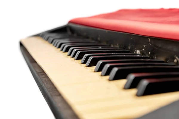 Closeup View Electronic Piano Keyboard Isolated White Background — Φωτογραφία Αρχείου