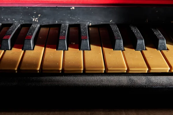 Closeup View Electronic Piano Keyboard Dark Background — Φωτογραφία Αρχείου