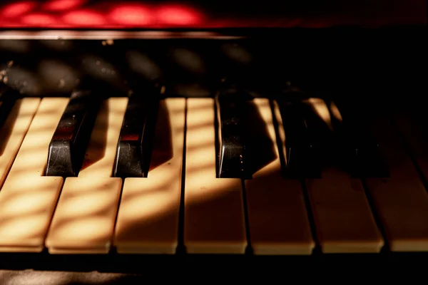 Closeup View Electronic Piano Keyboard Dark Background — Foto de Stock