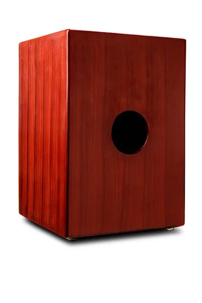 Wooden Cajon Isolated White Background — 스톡 사진