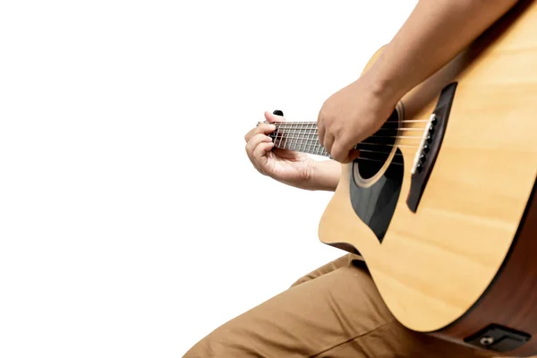 Man Playing Guitar Isolated White Background — Zdjęcie stockowe