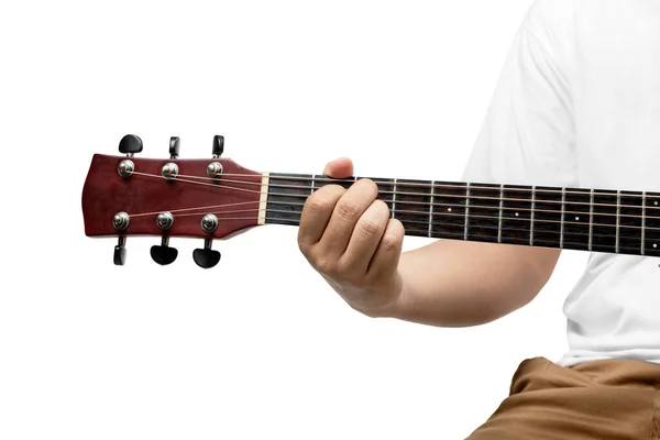 Man Playing Guitar Isolated White Background — Zdjęcie stockowe