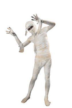 Mummy standing with claw hands isolated over white background