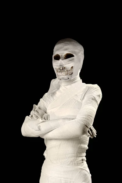 Mummy Skull Head Black Background — Fotografia de Stock