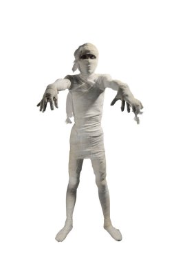 Mummy standing with claw hands isolated over white background