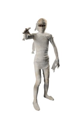 Mummy standing with claw hands isolated over white background