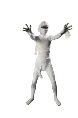 Mummy standing with claw hands isolated over white background