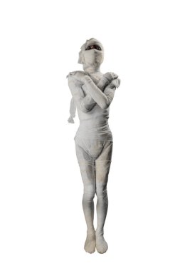 Mummy standing isolated over white background