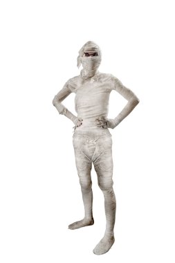Mummy standing isolated over white background