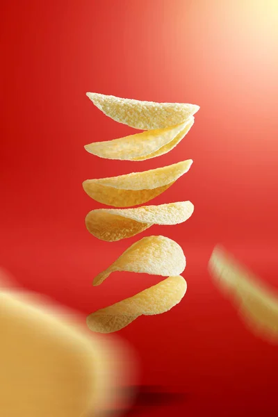 Potato Chips Colored Background — Stok fotoğraf