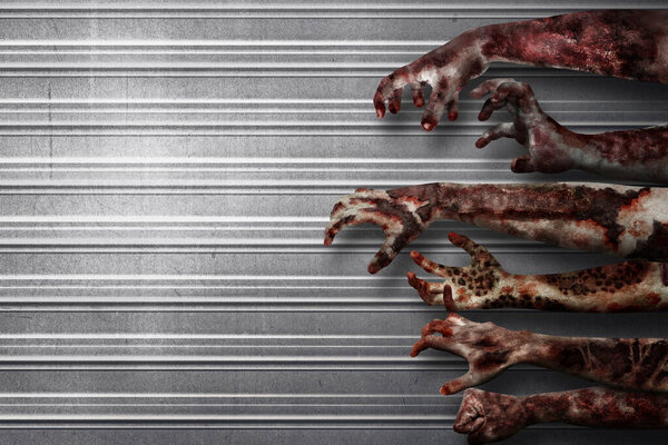 Руки зомби с ранами. Концепция Хэллоуина