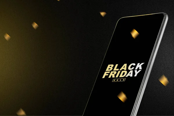 Mobile Phone Black Friday Sale Text Black Background Black Friday — Foto de Stock
