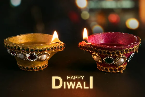 Lámparas Aceite Diya Para Festival Diwali Festival Hindú Celebración Luces — Foto de Stock