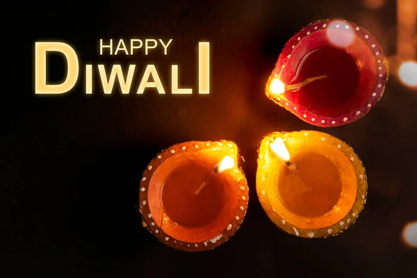 Diya油灯庆祝Diwali节印度教灯节庆祝 Diwali快乐 — 图库照片