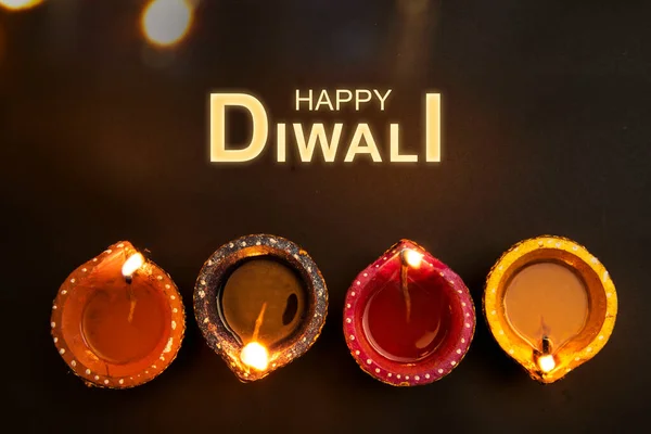 Diya Oil Lamps Diwali Festival Hindu Festival Lights Celebration Happy — Stock Photo, Image
