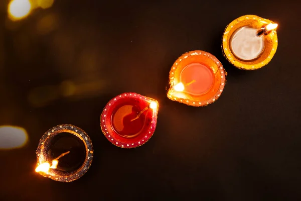 Lampade Olio Diya Festa Del Diwali Festa Indù Delle Luci — Foto Stock