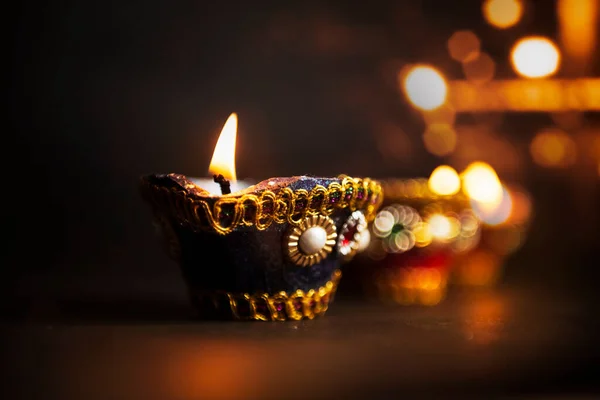 Diya Olajlámpák Diwali Fesztiválra Hindu Fesztivál Fények Ünneplés — Stock Fotó