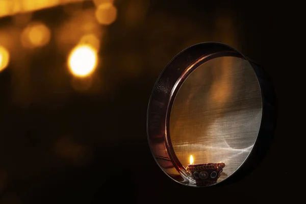 Filtro Karwa Chauth Lampade Olio Diya Celebrazione Karwa Chauth Nella — Foto Stock