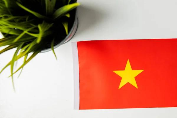 Vietnamese Nationale Vlag Geïsoleerd Witte Achtergrond — Stockfoto