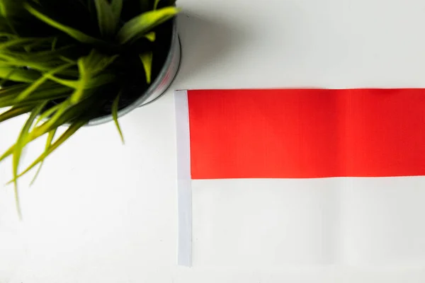 Indonesische Nationale Vlag Geïsoleerd Witte Achtergrond — Stockfoto