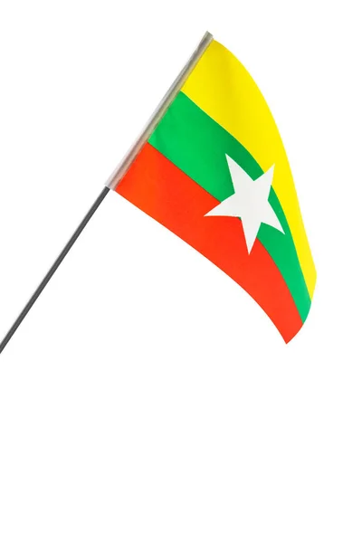 Myanmar Nationalflagge Isoliert Über Weißem Hintergrund — Stockfoto