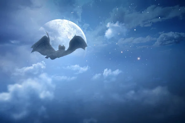 Bats flying in the sky with a night scene background. Halloween concept