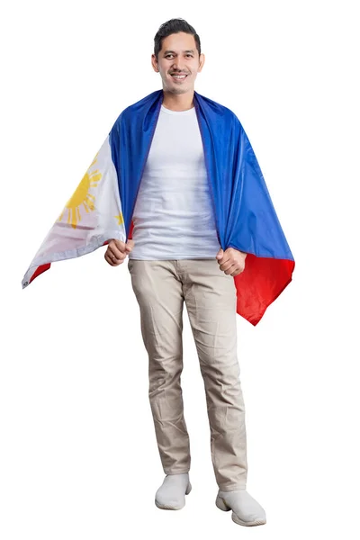 Asian Men Celebrate Philippines Independence Day June Holding Philippines Flag — Stock Photo, Image