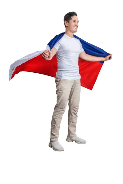 Asian Men Celebrate Philippines Independence Day June Holding Philippines Flag — Stock Photo, Image