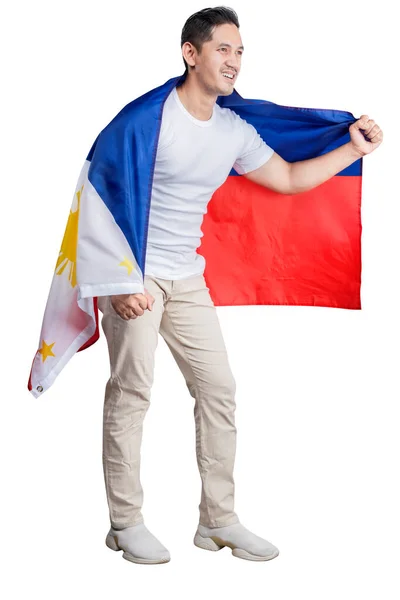 Asian Men Celebrate Philippines Independence Day June Holding Philippines Flag — Stock Photo, Image