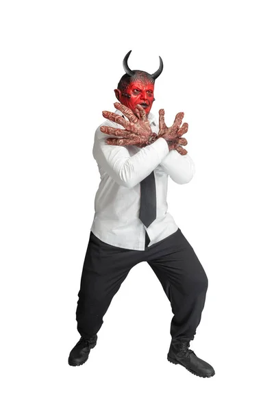 Devilman Isolado Sobre Fundo Branco Conceito Halloween — Fotografia de Stock