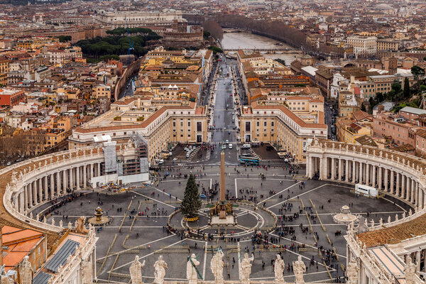Looking down over Piazza San Pietro in Vatican City