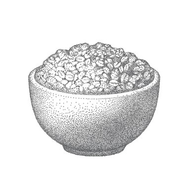 Granola kasesi. Yulaf ezmeli kahvaltı fincanı, yulaf lapası. Mısır gevreği, sağlıklı beslenme düzeni, müsli taneleri. Vektör çizimi. Gerçekçi klasik illüstrasyon.