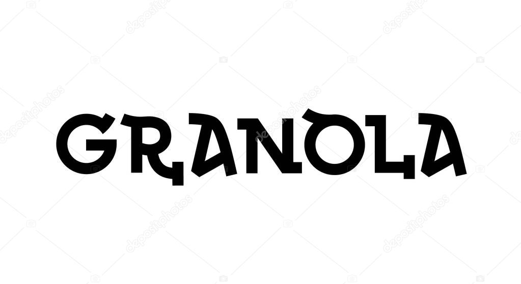 Granola logo design template. Oatmeal porridge. Organic muesli. Lettering. Healthy food logotype for package, label. Emblem on isolated background.