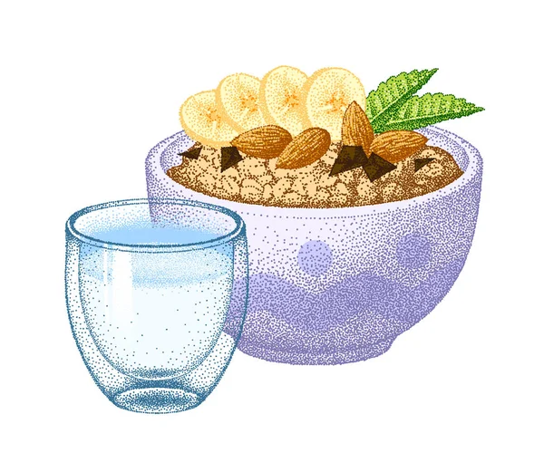 Granola Yoğurdu Kase Içinde Yulaf Ezmesi Yulaf Ezmesi Sağlıklı Kahvaltı — Stok Vektör
