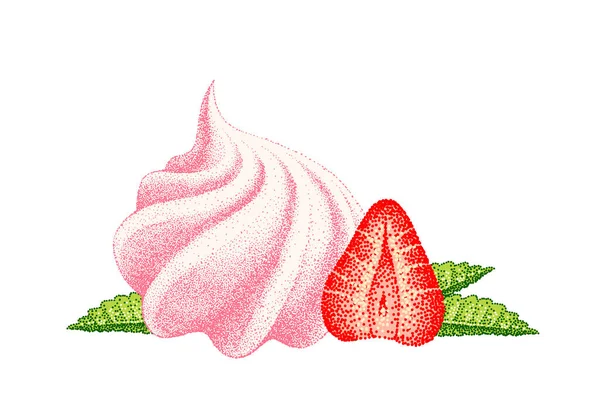 Τούρτα Φράουλα Αέρινη Γαλλική Μαρέγκα Ροζ Ζαχαρωτό Ζεφίρ Γλυκύτητα Γλυκό — Διανυσματικό Αρχείο