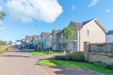 Irvine, İskoçya, İngiltere - 19 Eylül 2021: Kuzey Ayrshire 'daki Modern İskoç Konut Geliştirme Geliştirme Bölgesi