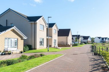 Irvine, İskoçya, İngiltere - 19 Eylül 2021: Kuzey Ayrshire 'daki Modern İskoç Konut Geliştirme Geliştirme Bölgesi