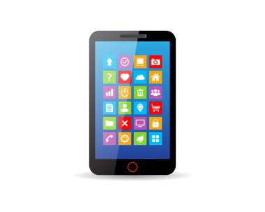 siyah dokunmatik ekran smartphone ile app simgeleri