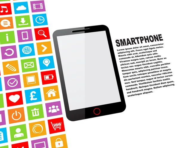 siyah dokunmatik ekran smartphone ile boş bir ekran ve renkli app simgeleri