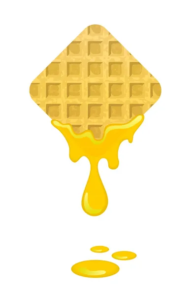 Waffles recém-assados com mel — Vetor de Stock