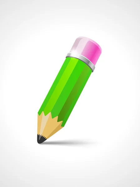 Crayon vert avec gomme — Image vectorielle