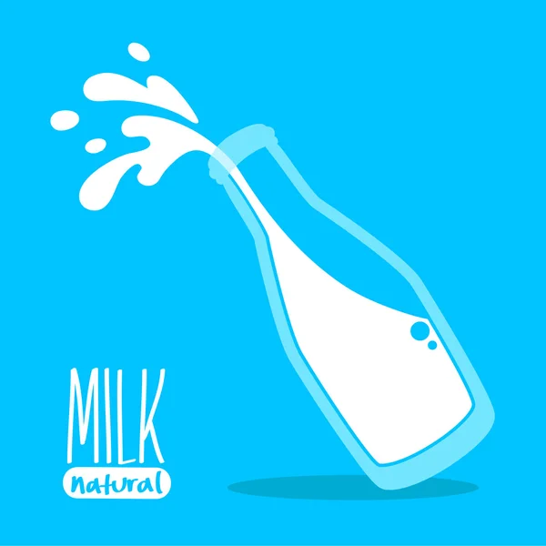 Verter leche en una botella de vidrio — Vector de stock